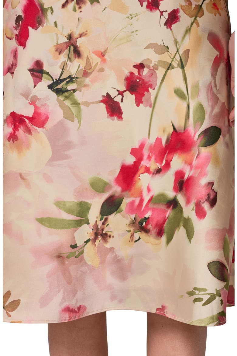 Floral Cowl Neck Satin Dress, Alternate, color, EGGSHELL MULTI