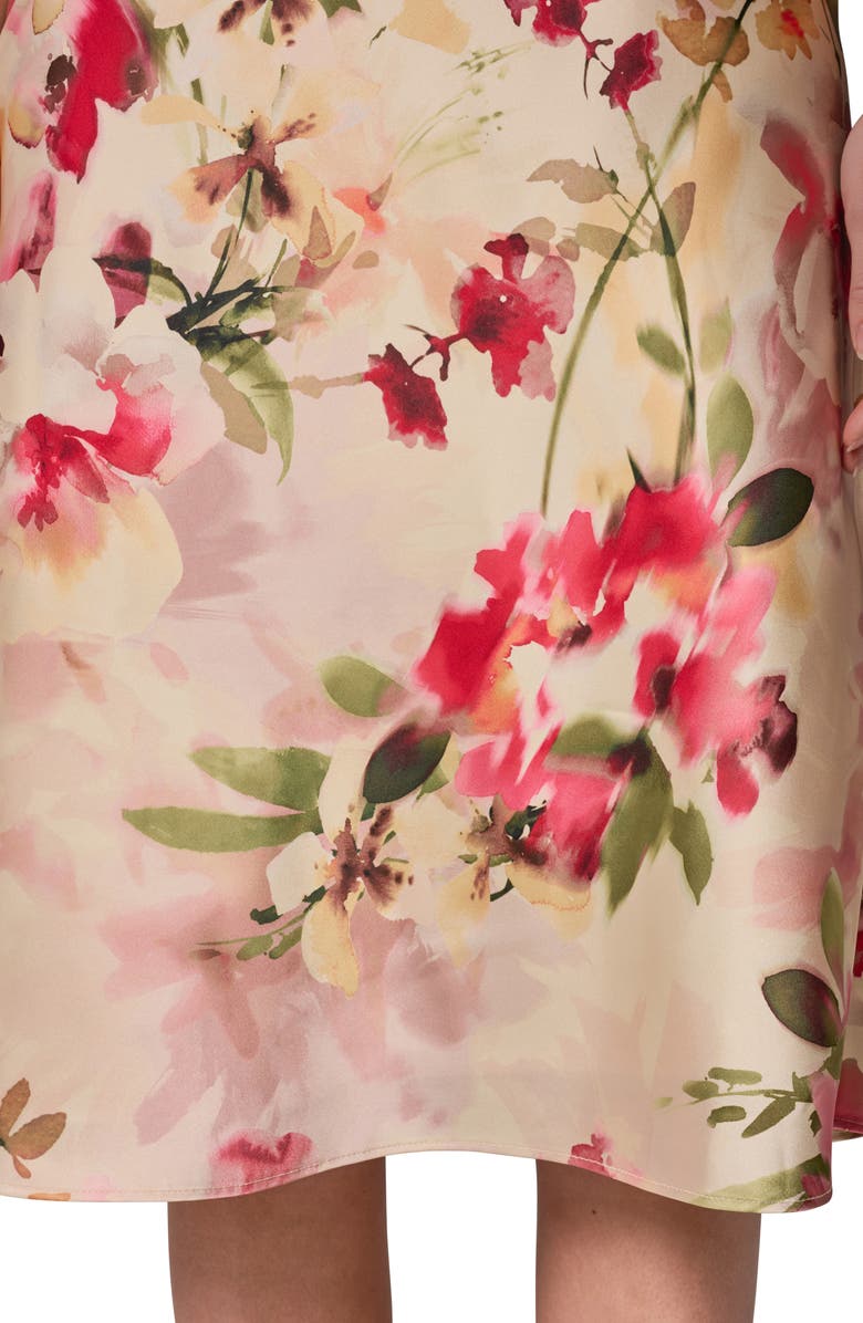 Donna Karan New York Floral Cowl Neck Satin Dress, Alternate, color, 