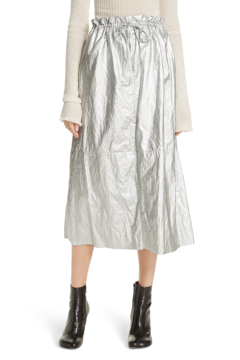 Metallic Coated Skirt, Main, color, SILVER