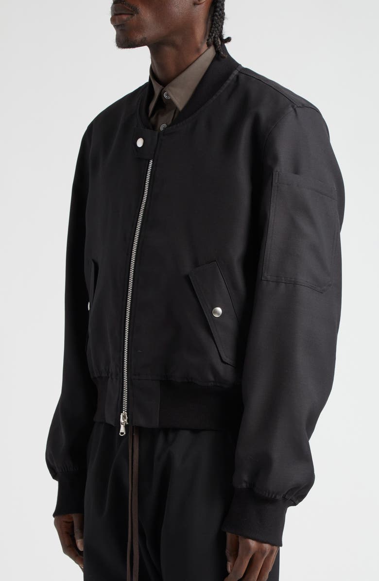 JKEEFER Breakdown Wool & Silk Bomber Jacket, Alternate, color, Black