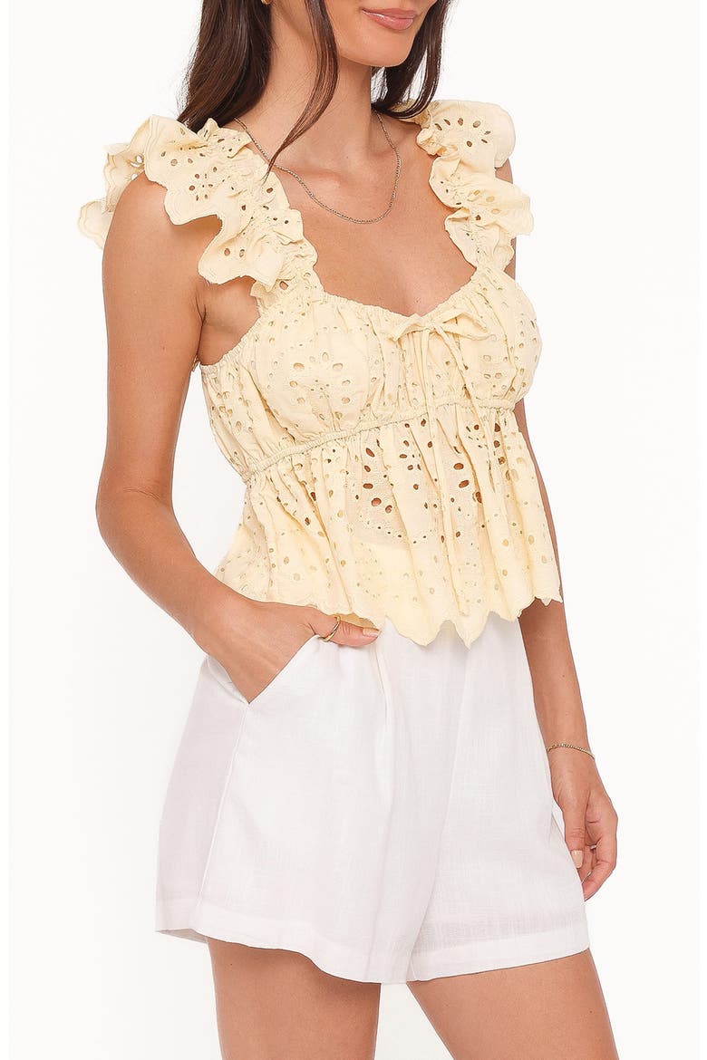 Regina Eyelet Ruffle Top, Alternate, color, BUTTER YELLOW