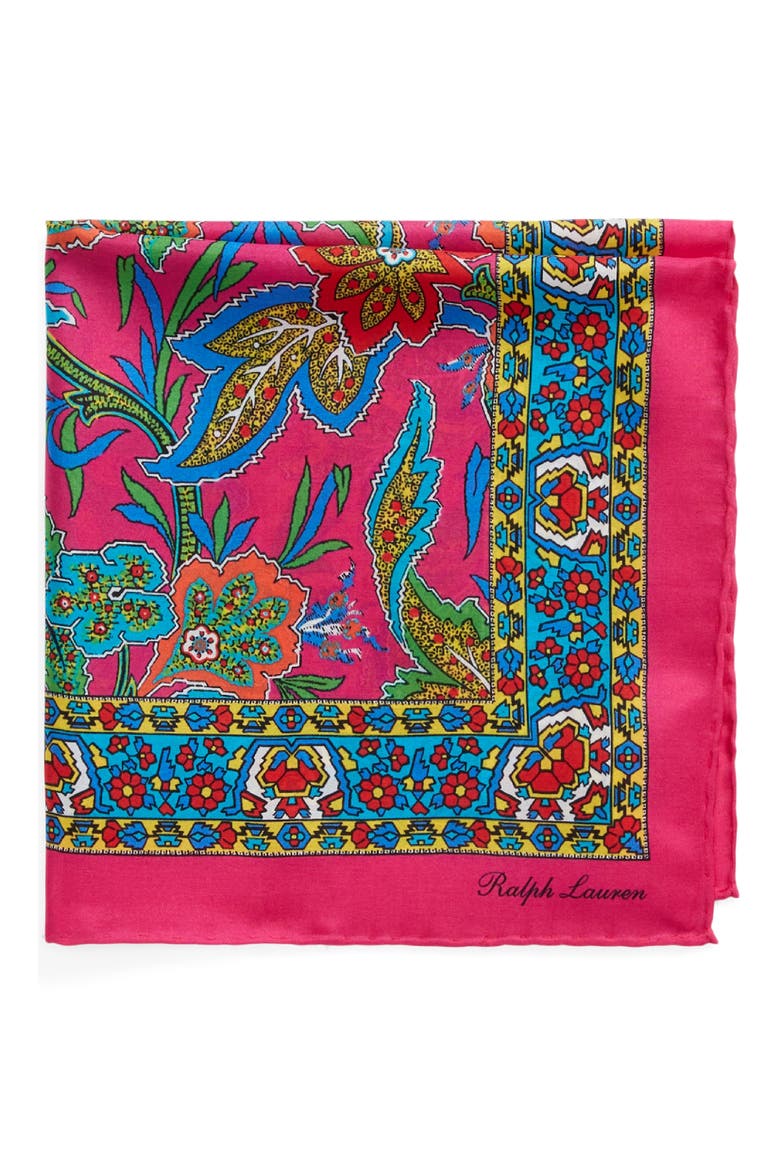 Ainsley Choppa Print Silk Pocket Square, Main, color, PINK