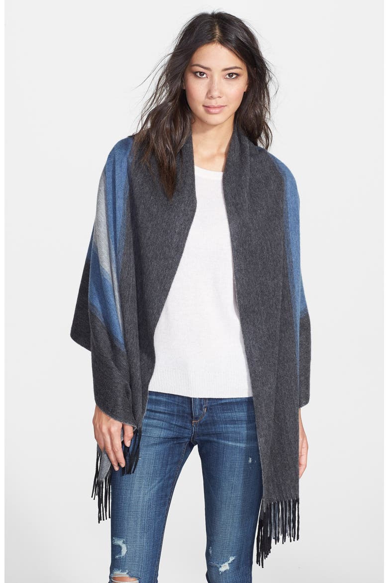 Colorblock Cashmere Wrap, Main, color, BLACK COMBO