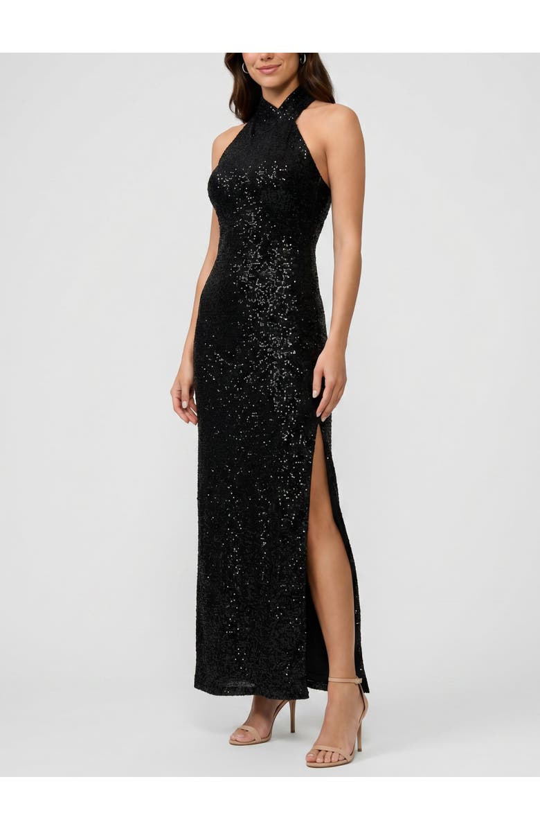 RACHEL Rachel Roy Harland Crossover Halter Maxi Dress, Alternate, color, Black