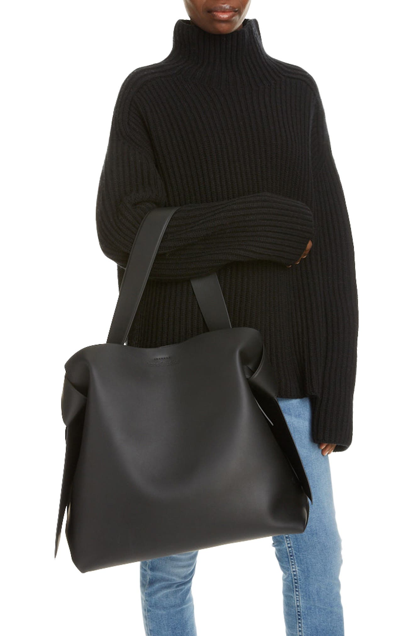 Acne Studios Musubi Leather Maxi Bag, Alternate, color, 