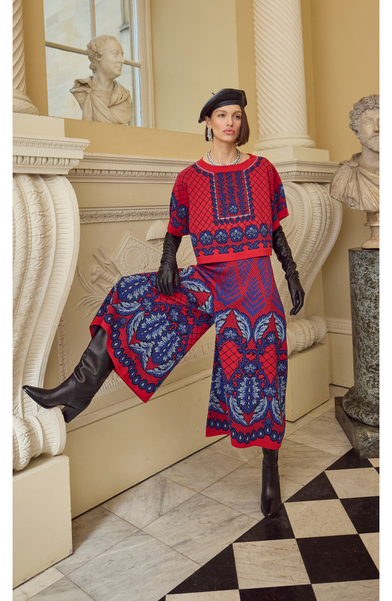 Temperley London Francis Grid Knit Top, Alternate, color, Crimson