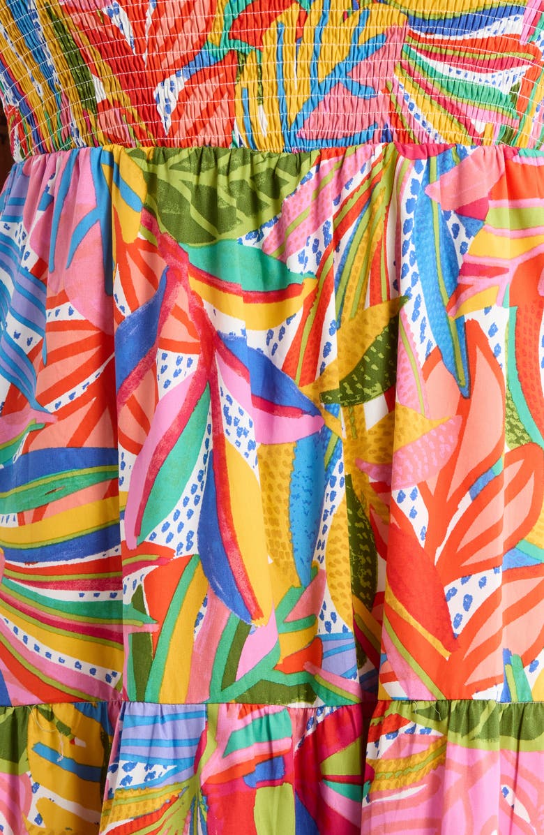 SUGARLIPS New Guinea Sunfire Tiered Midi Dress, Alternate, color, White-Multi