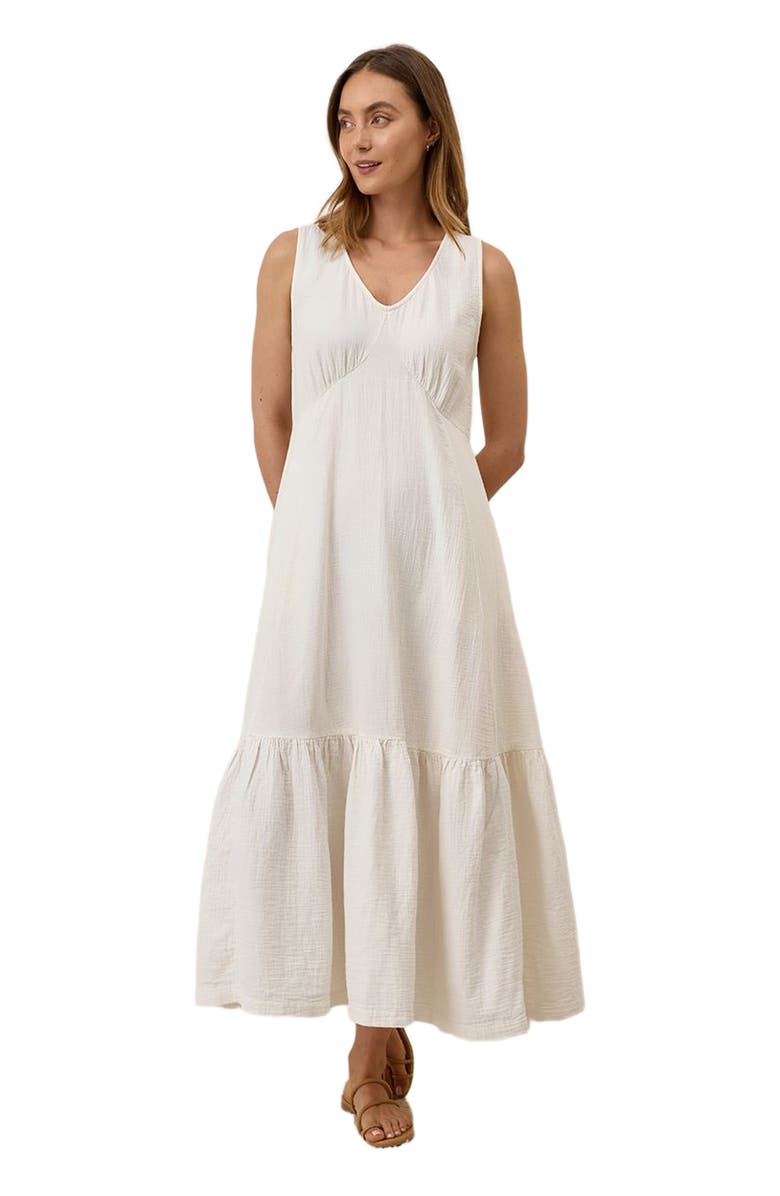 Pact Organic Cotton Double Gauze Beach To Brunch Dress, Main, color, Sea Salt