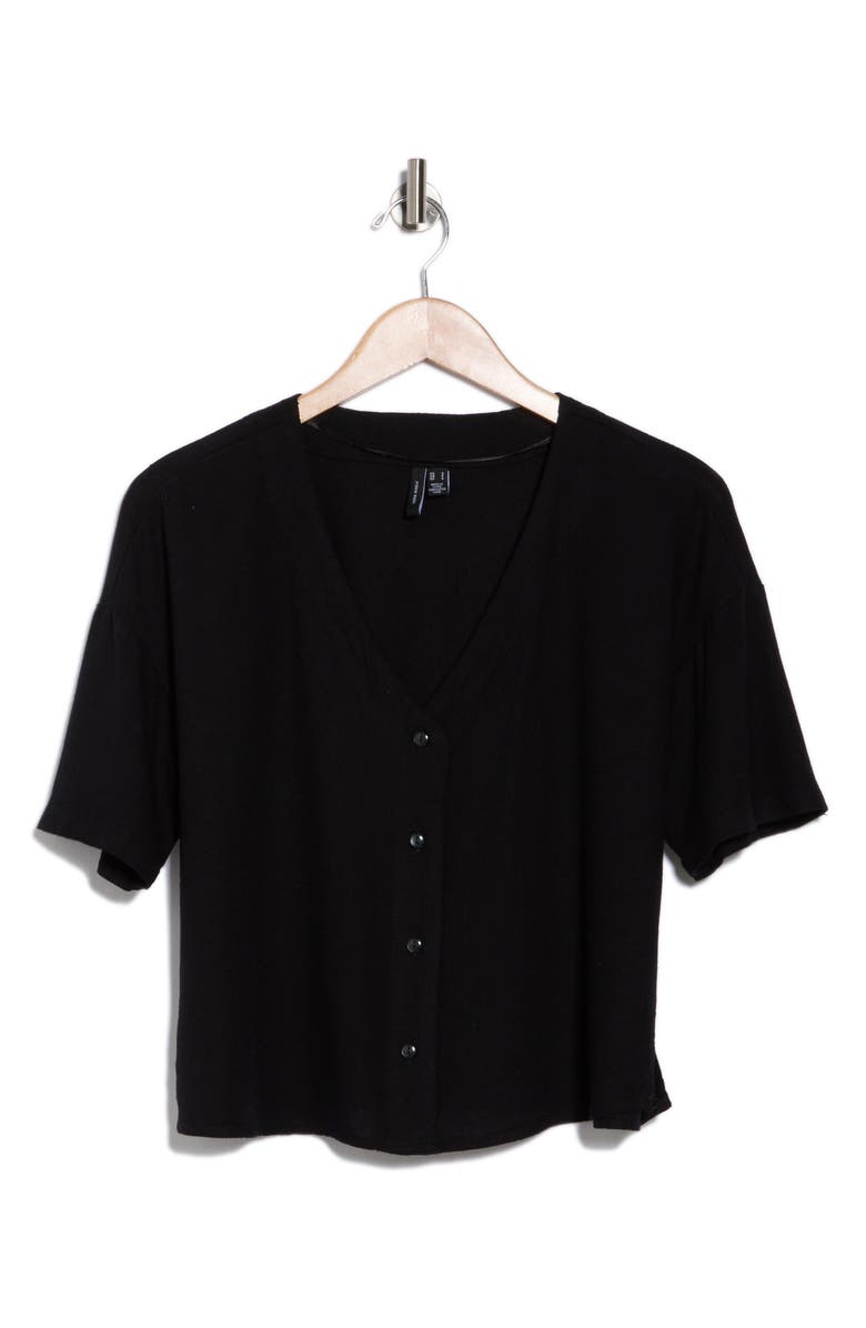 VERO MODA Vmjesmilo Short Sleeve Button-Up Shirt, Alternate, color, Black