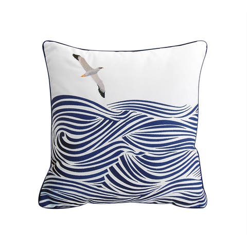 Albatross and Waves Indoor/Outdoor Accent Throw Pillow Decor