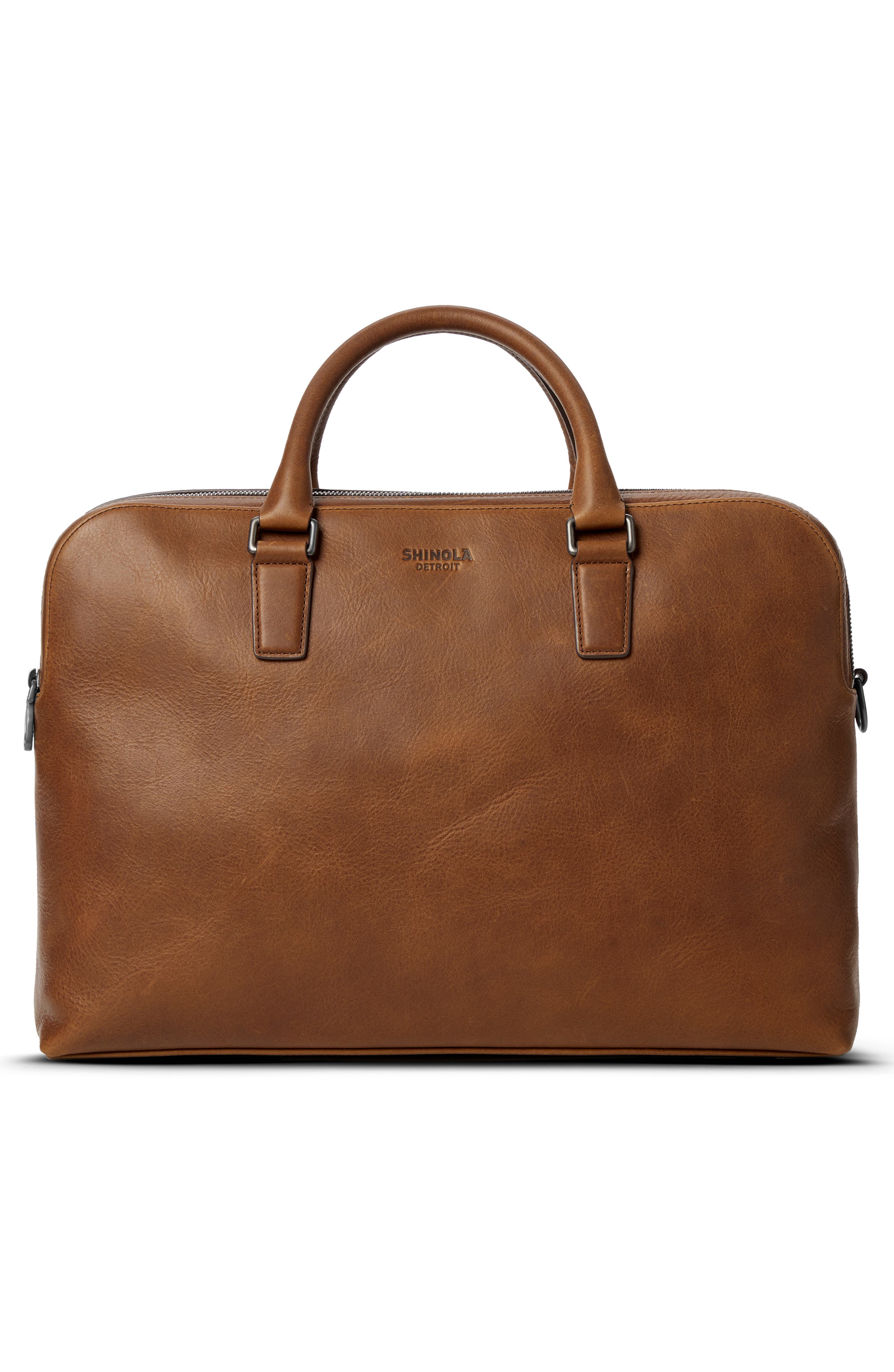 Double Zip Navigator Leather Briefcase (Men) | Nordstrom