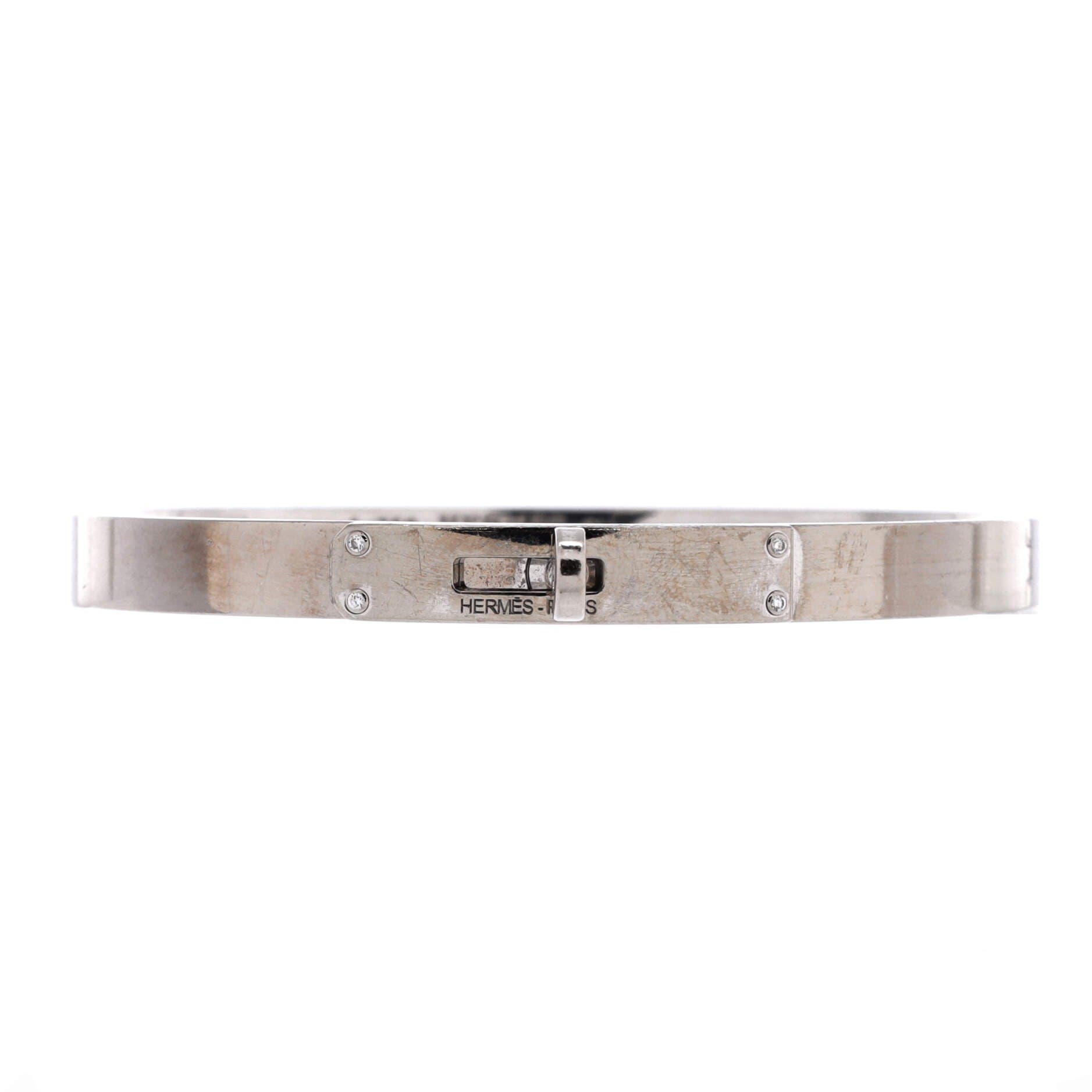 Pre-Owned Hermes Kelly Bracelet 18K White Gold with 4 Diamonds Small, Main, color, White Gold