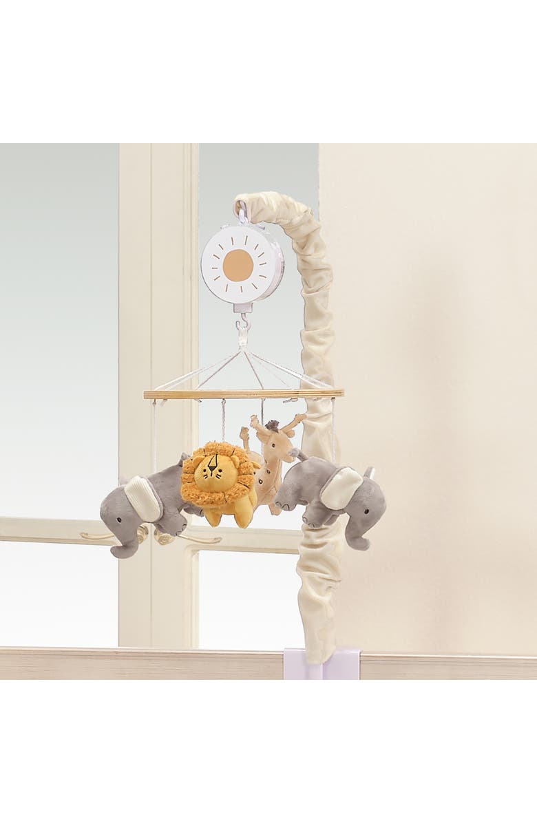 Lambs & Ivy Jungle Adventure Elephant/Lion Musical Baby Crib Mobile Soother Toy, Alternate, color, Multicolor