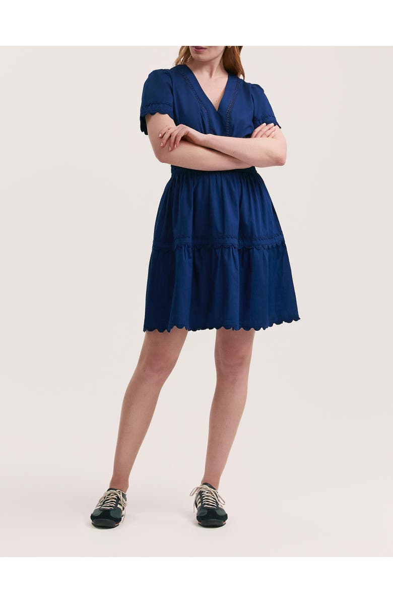 Finery London Reece Ric Rac Trim Cotton Short Dress, Alternate, color, Indigo