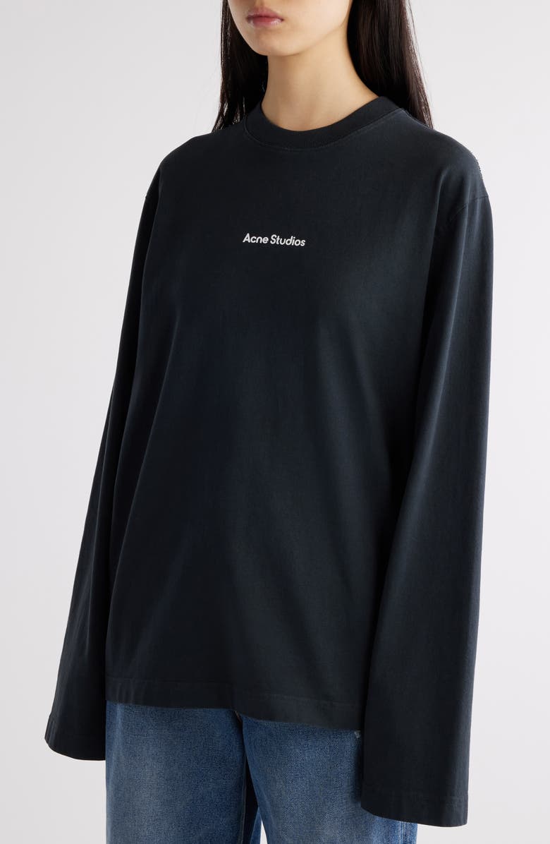 Acne Studios Edden Oversize Organic Cotton Logo Graphic T-Shirt, Alternate, color, Black