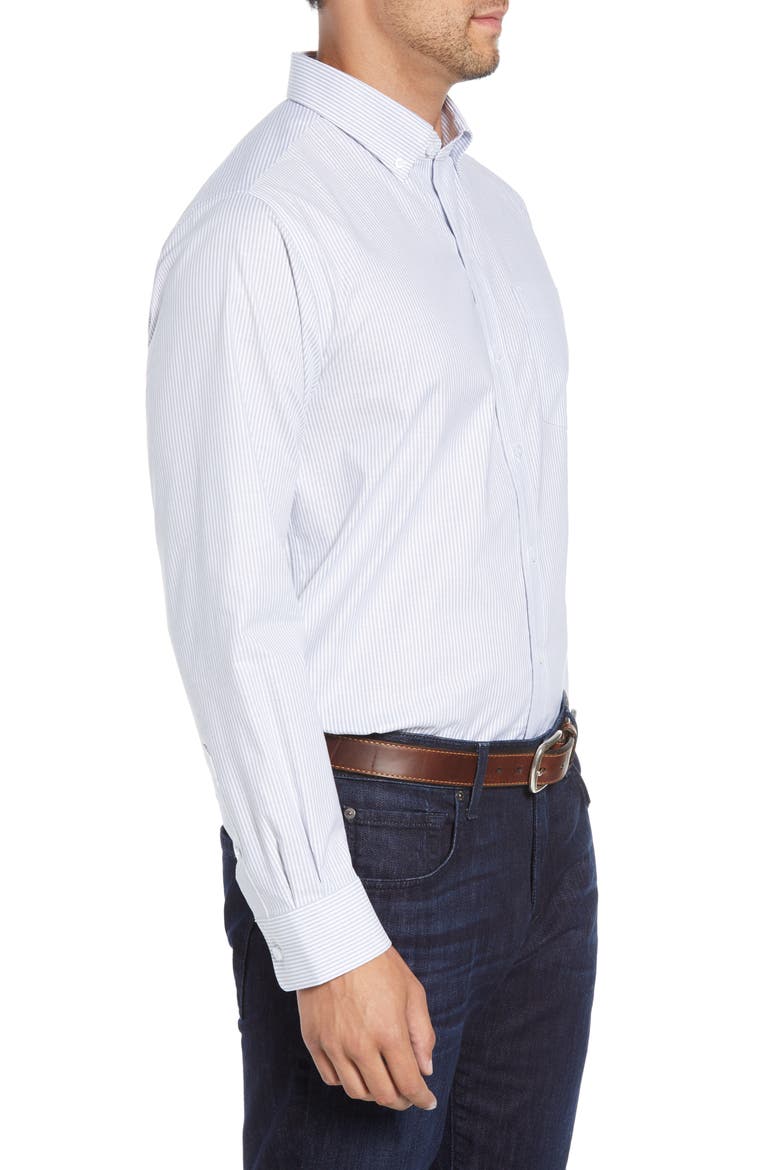 Cotton Blend Oxford Stripe Shirt, Alternate, color, LIGHT BLUE
