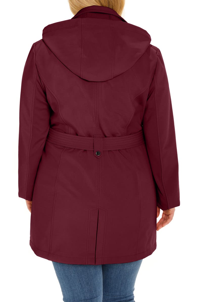 Sebby Softshell Hooded Trench Coat, Alternate, color, Burgundy
