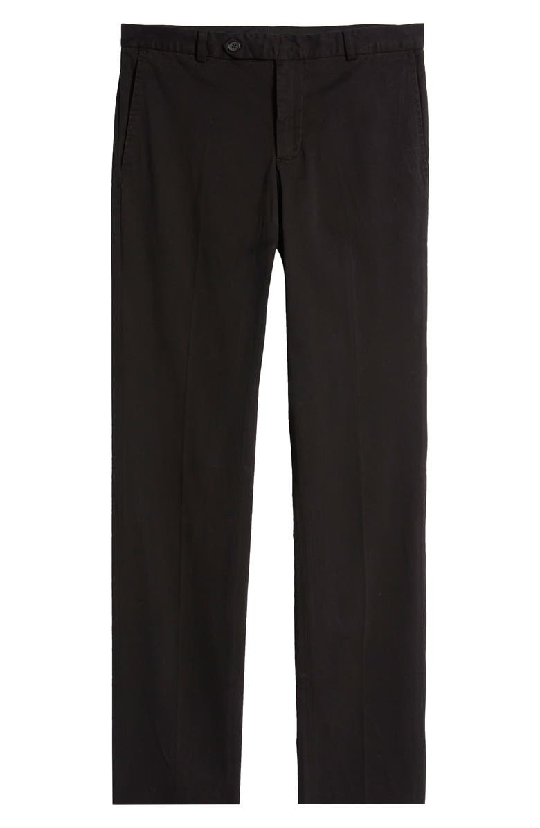 Nordstrom Trim Straight Leg Stretch Flat Front Chino Trousers, Alternate, color,