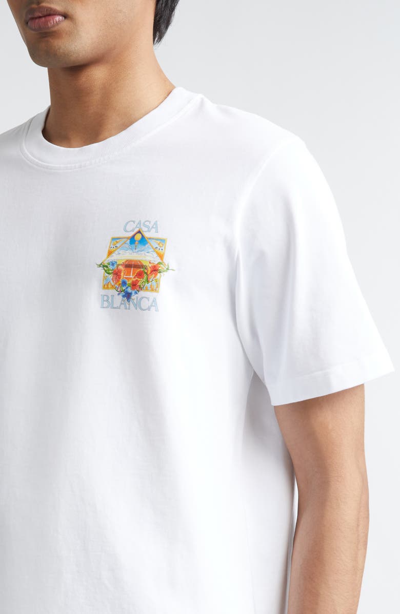 Casablanca Tennis Landscape Classic Organic Cotton Graphic T-Shirt, Alternate, color, Bright White Jersey