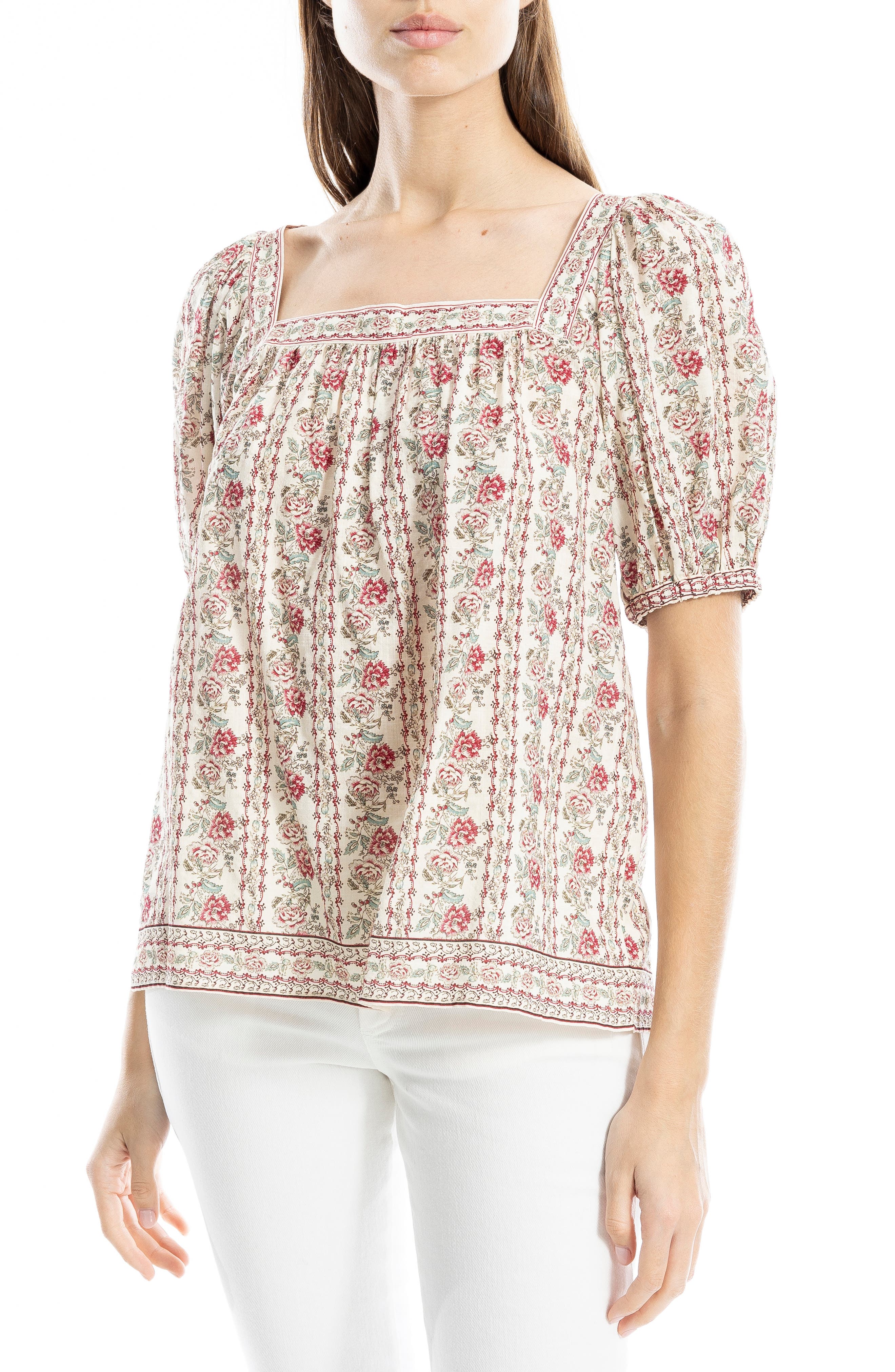 Max Studio Printed Square Neck Top
