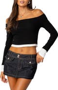 EDIKTED Jovi Layered Off the Shoulder Crop Top