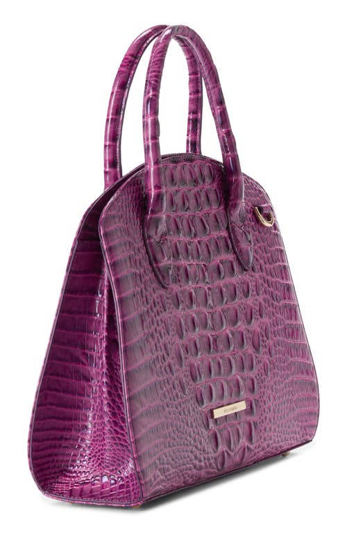 Brahmin Rosetta Croc Embossed Leather Satchel In Purple