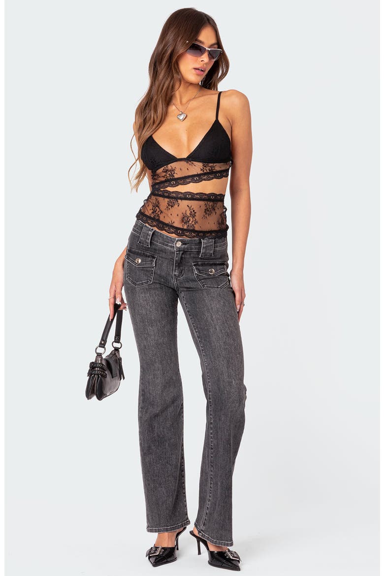 Spice Cutout Sheer Lace Camisole, Alternate, color, BLACK