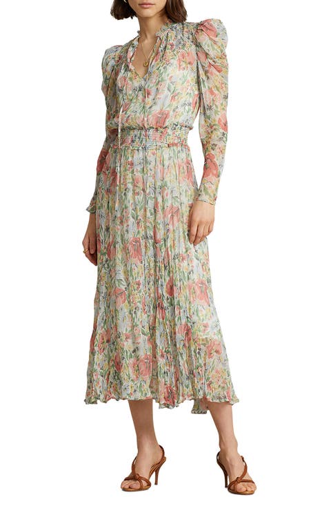 Abrele Floral Long Sleeve Midi Dress