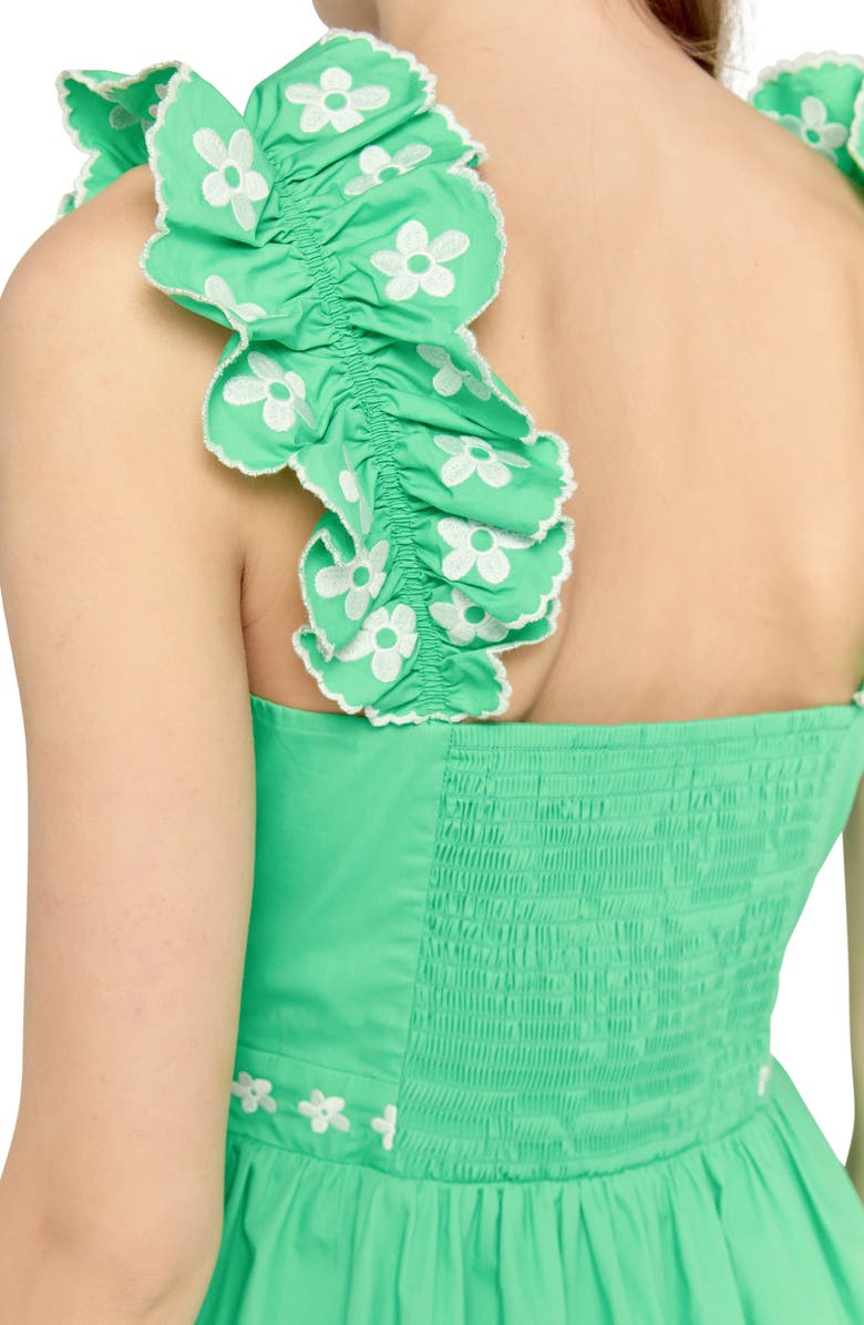 English Factory Flower Embroidered Midi Dress, Alternate, color, Green