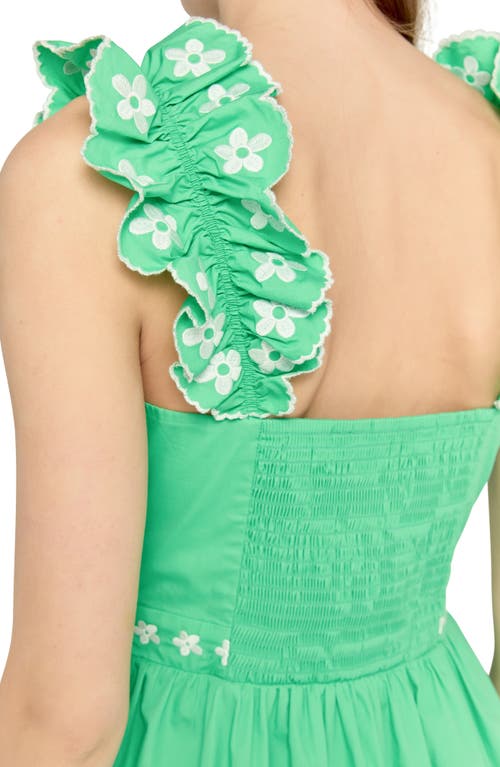 English Factory Flower Embroidered Midi Dress In Green