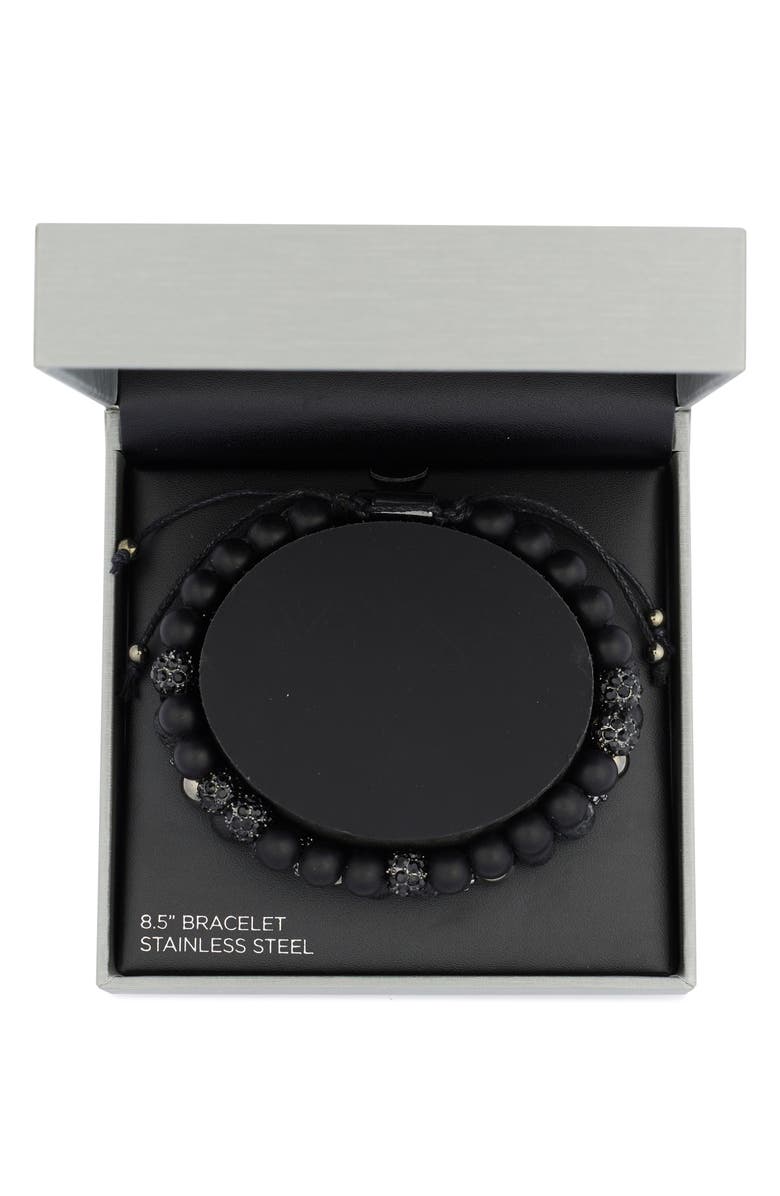 AMERICAN EXCHANGE Men's Set of 2 Beaded Stretch Bracelets, Main, color, Gun/ Black