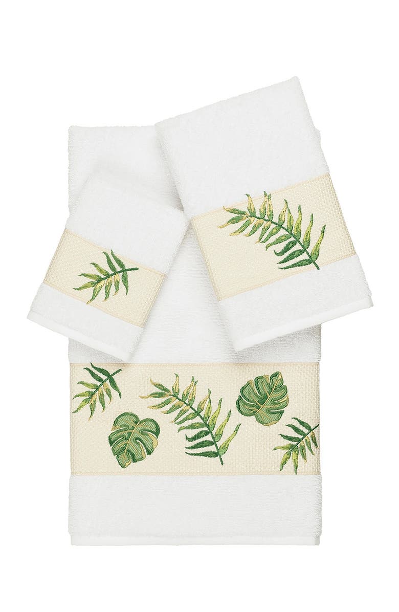 Linum Home Textiles Zoe 3-Piece Embellished Towel Set - White, Main, color, White