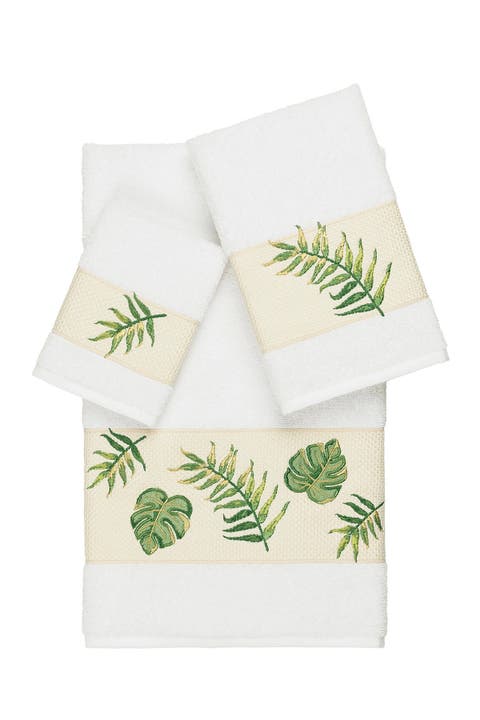 Zoe 3-Piece Embellished Towel Set - White