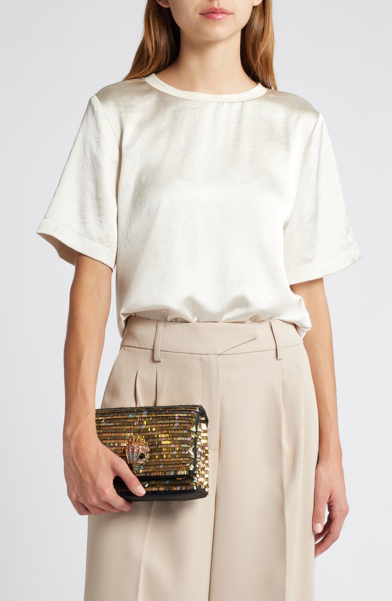 Kurt Geiger London Mini Kensington Paillette Shoulder Bag, Alternate, color, Gold