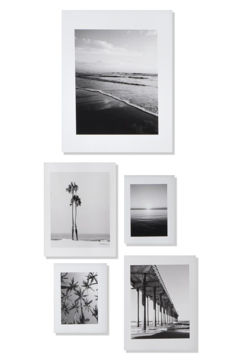 Ombré Beach 5-Piece Gallery Art Print Set, Alternate, color, WHITE