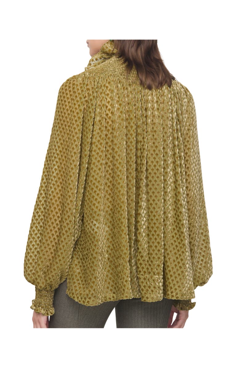 Burberry Torch Silk Blend Velvet Blouse, Alternate, color, Cricket Yellow