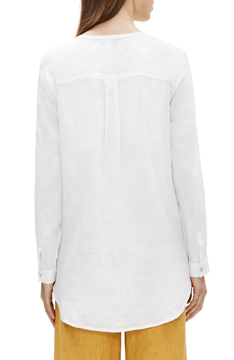 Eileen Fisher Collarless Organic Linen Button-Up Shirt, Alternate, color,