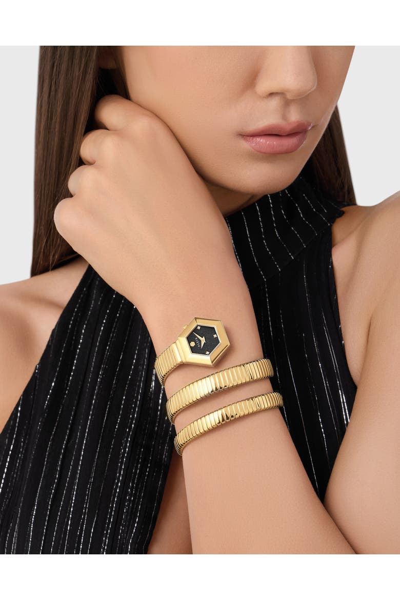 Watches Hexagon Women, Alternate, color, black/lightgold