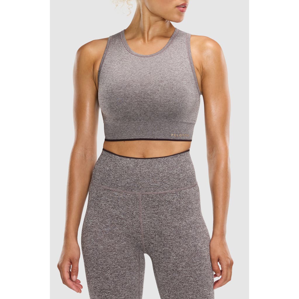 Peloton Seamless Melange High Neck Bra In Brown