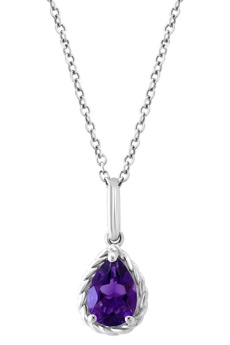 Sterling Silver Pear Cut Amethyst Pendant Necklace, Alternate, color, PURPLE