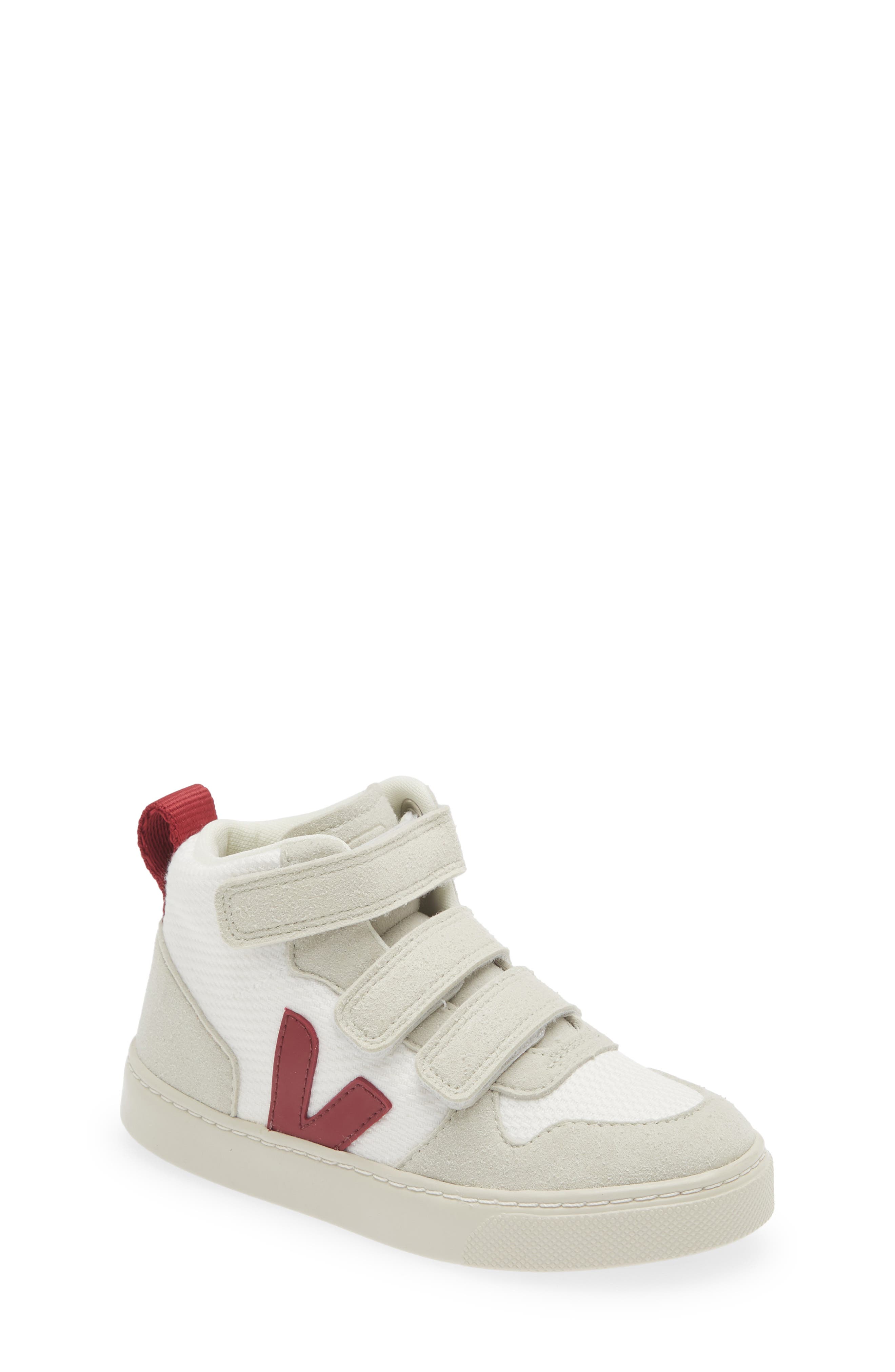 Veja Kids' Small V-10 Mid Sneaker, Main, color, White Marsala