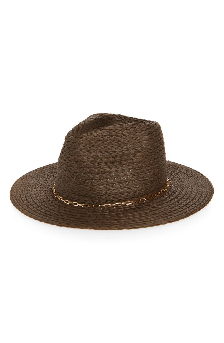 Vince Camuto Chain Trim Oversize Panama Hat, Main, color,