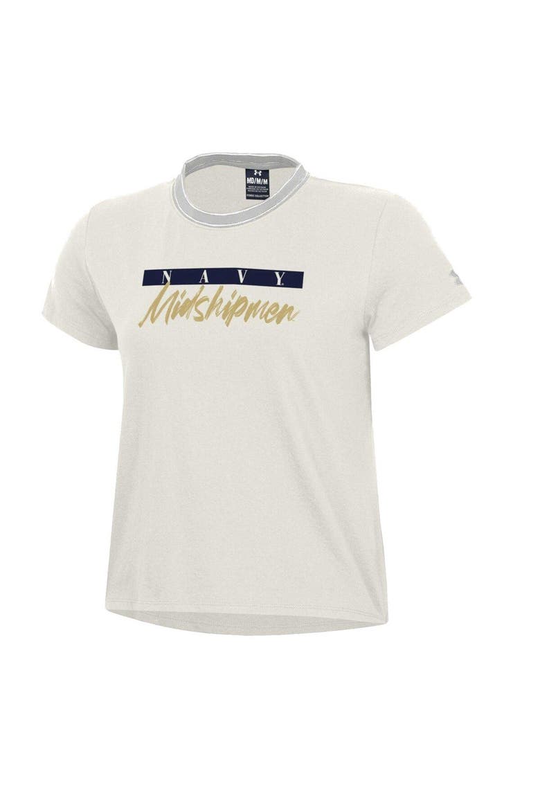 Women's Under Armour Cream Navy Midshipmen Iconic T-Shirt, Alternate, color, White