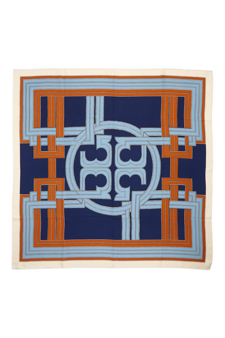 Logo Link Silk Square Scarf, Alternate, color, BLUE