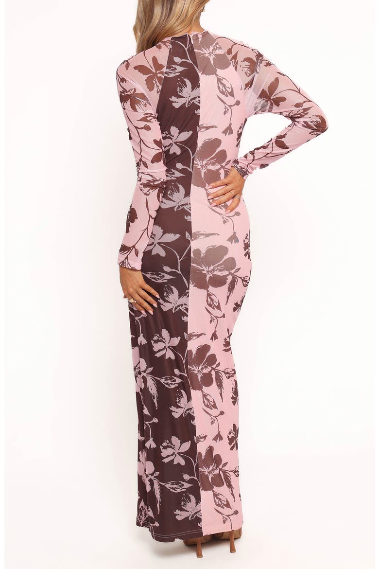 Bellatrix Long Sleeve Body-Con Maxi Dress, Alternate, color, PINK BROWN FLORAL