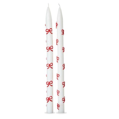 Very Merry Hand Painted Taper Candles Set of Two Christmas