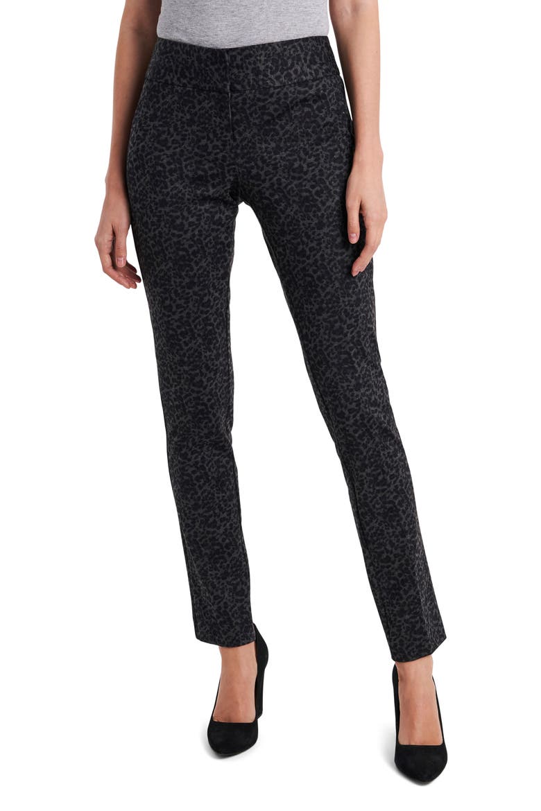 Leopard Print Ponte Ankle Pants, Main, color, MED HTR GREY