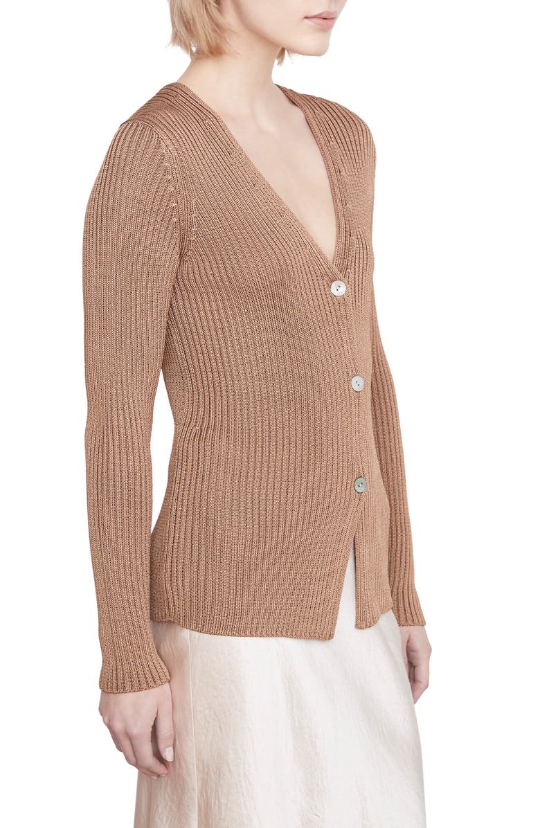 Vince Rib Cardigan, Alternate, color, Chestnut