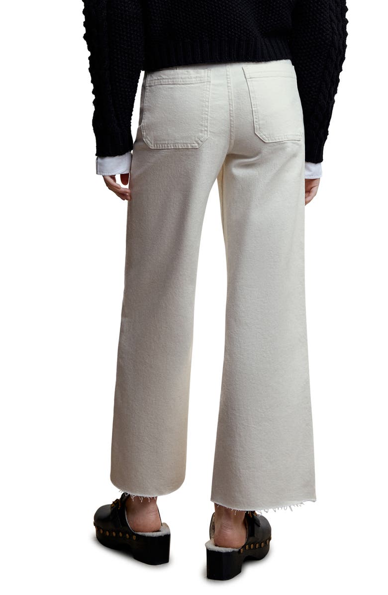 MANGO High Waist Frayed Hem Culotte Jeans, Alternate, color, 