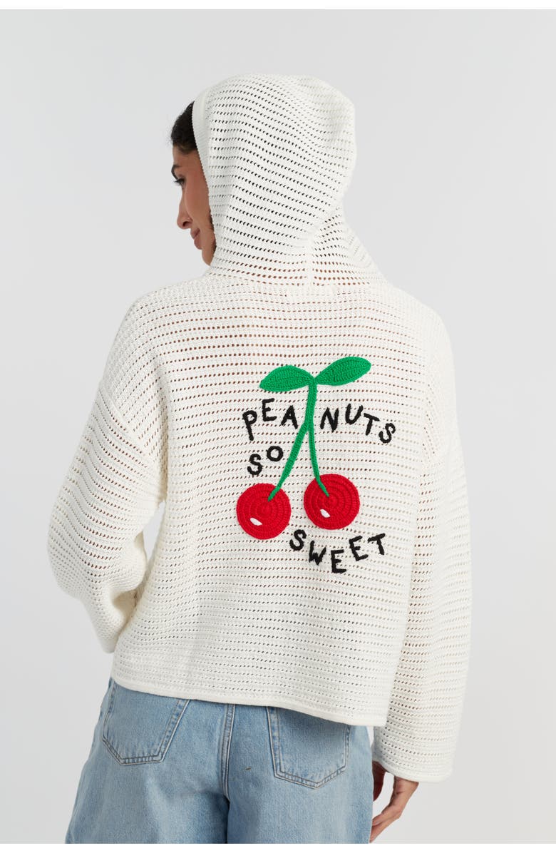 Chinti & Parker Cotton Snoopy Crochet Hoodie, Alternate, color, Cream